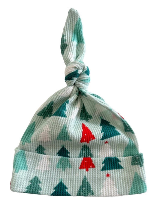 Organic Waffle Knot Beanie - Festive Firs SpearmintLOVE Lil Tulips
