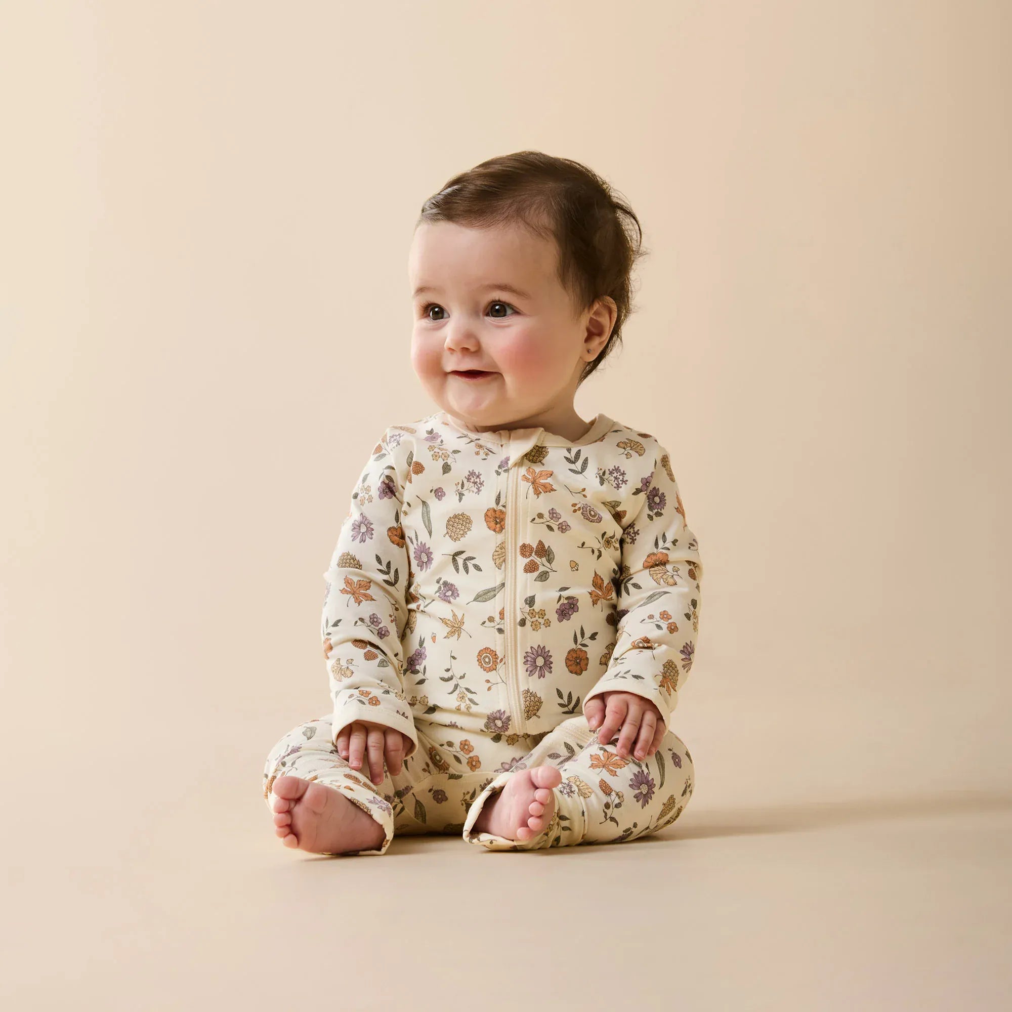 Organic Zipsuit - Maple Glow Wilson & Frenchy Lil Tulips
