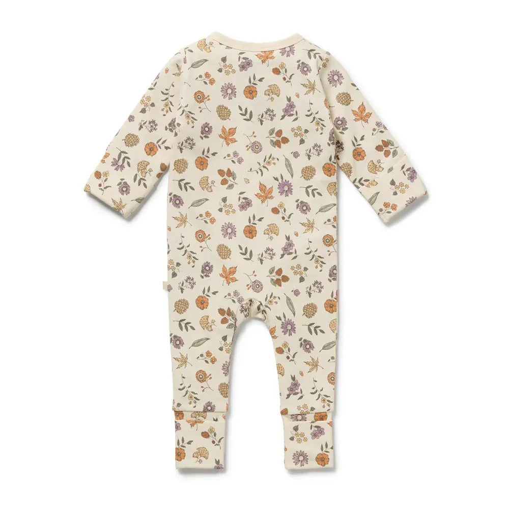 Organic Zipsuit - Maple Glow Wilson & Frenchy Lil Tulips