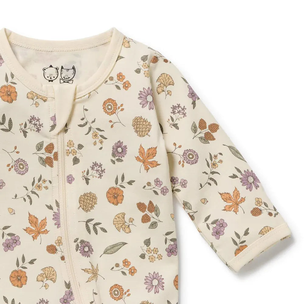 Organic Zipsuit - Maple Glow Wilson & Frenchy Lil Tulips