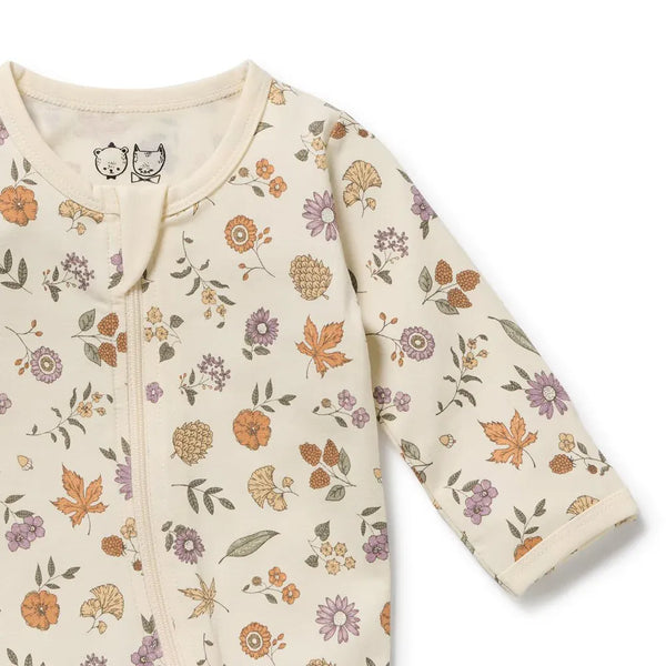 Organic Zipsuit - Maple Glow Wilson & Frenchy Lil Tulips