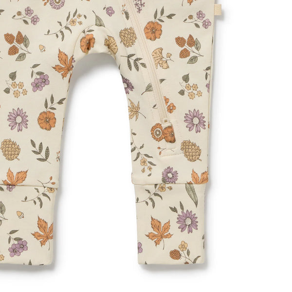 Organic Zipsuit - Maple Glow Wilson & Frenchy Lil Tulips