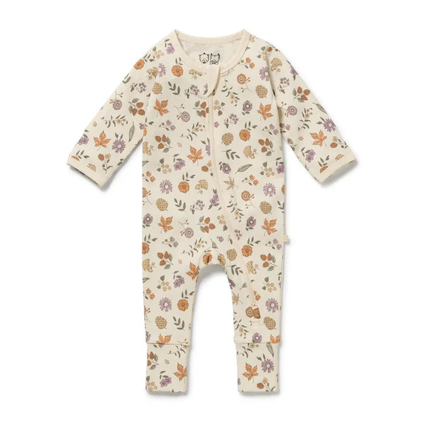 Organic Zipsuit - Maple Glow Wilson & Frenchy Lil Tulips