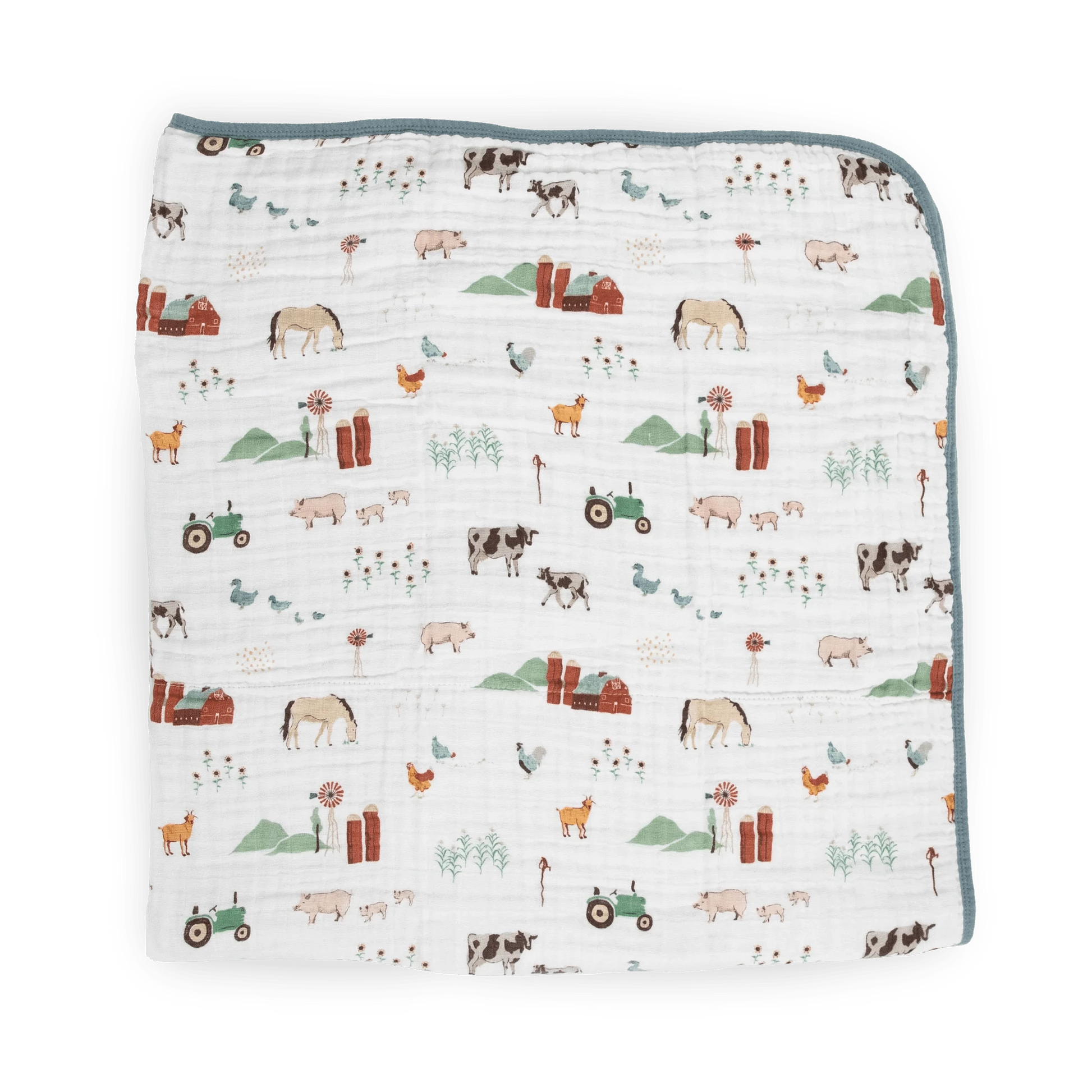 Original Cotton Muslin Quilt - Farmyard Little Unicorn Lil Tulips