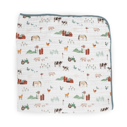 Original Cotton Muslin Quilt - Farmyard Little Unicorn Lil Tulips