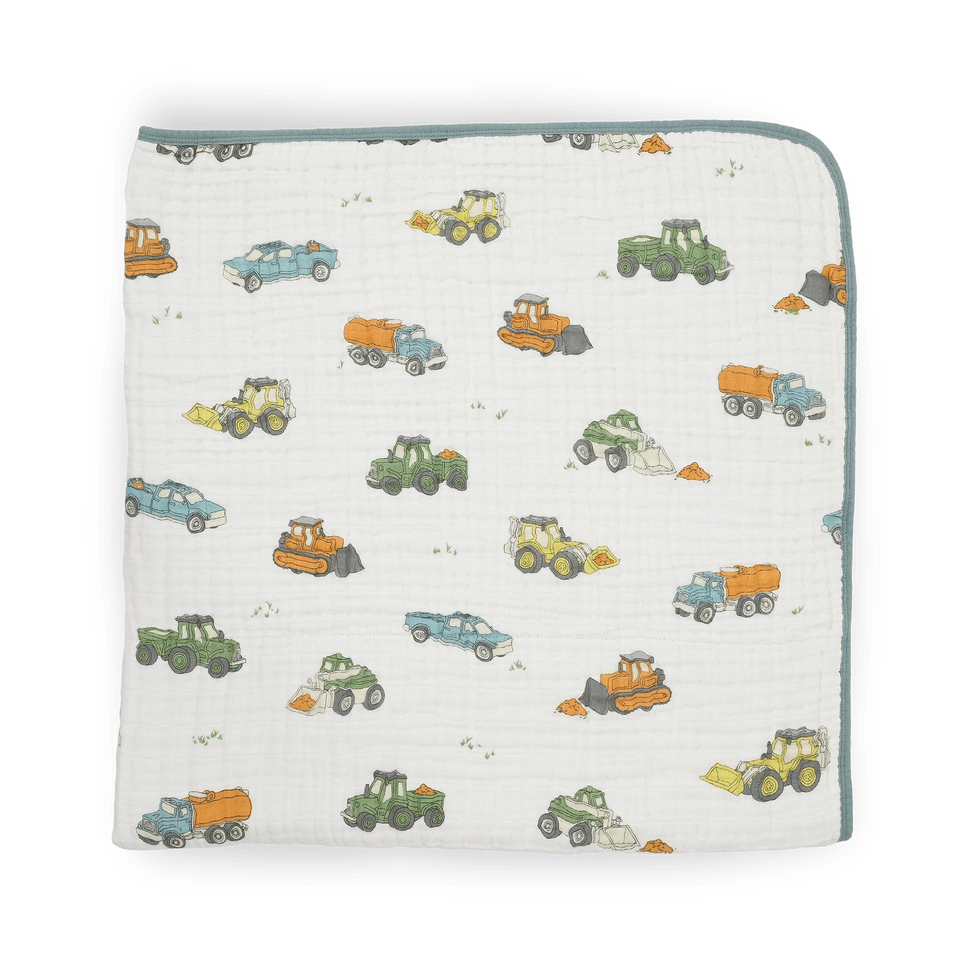 Original Cotton Muslin Quilt - Work Trucks Little Unicorn Lil Tulips