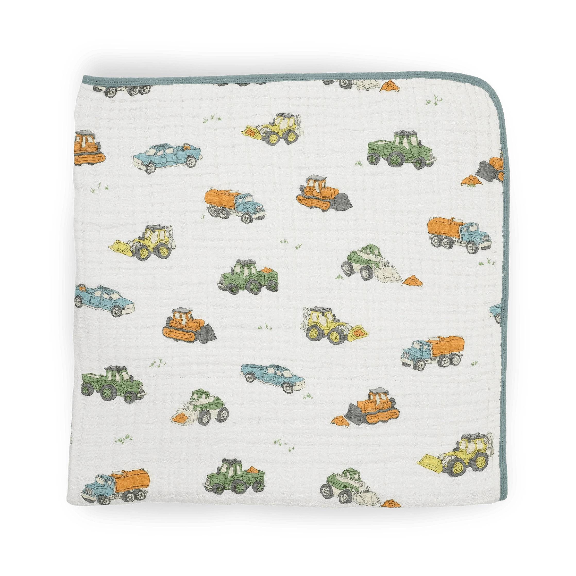 Original Cotton Muslin Quilt - Work Trucks Little Unicorn Lil Tulips