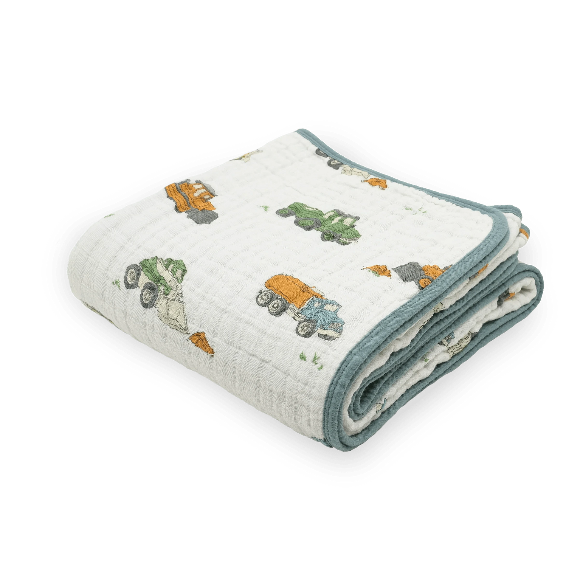 Original Cotton Muslin Quilt - Work Trucks Little Unicorn Lil Tulips
