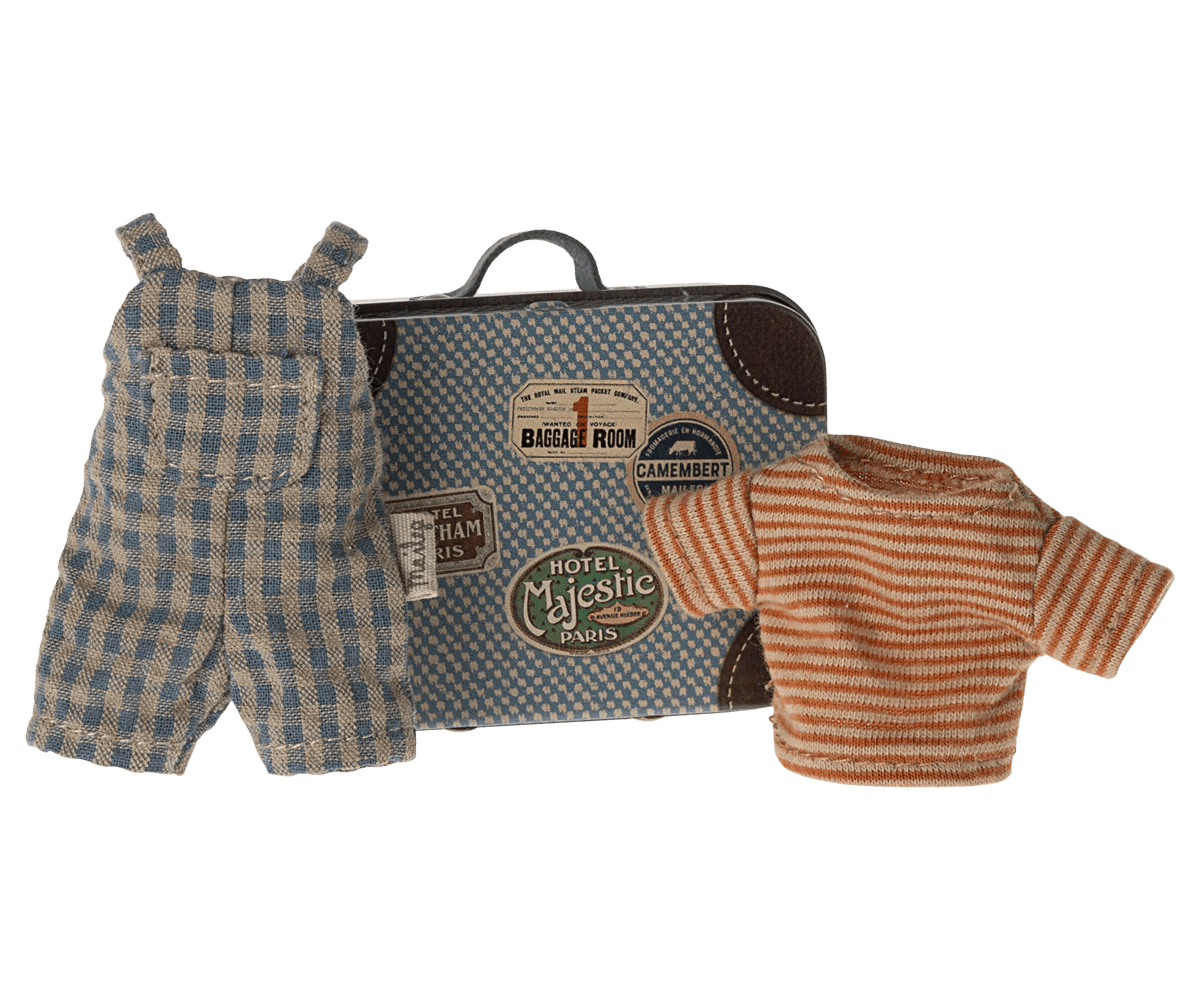 Overalls & Shirt in Suitcase, Mouse - Big Brother Maileg Lil Tulips