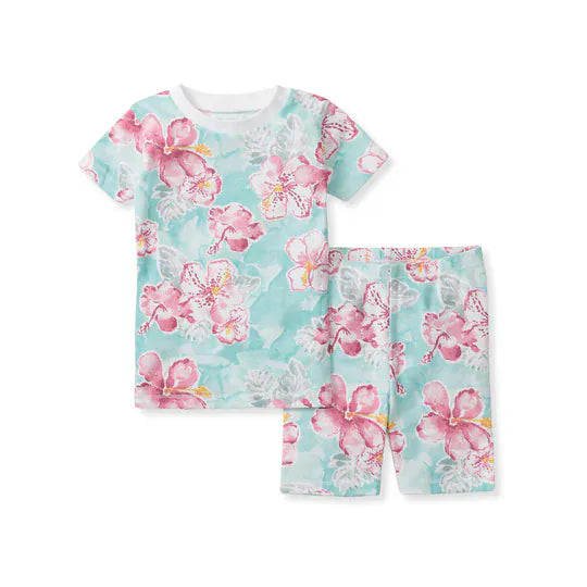 Painted Hibiscus Organic Cotton Two-Piece Pajamas Burt's Bees Baby Lil Tulips