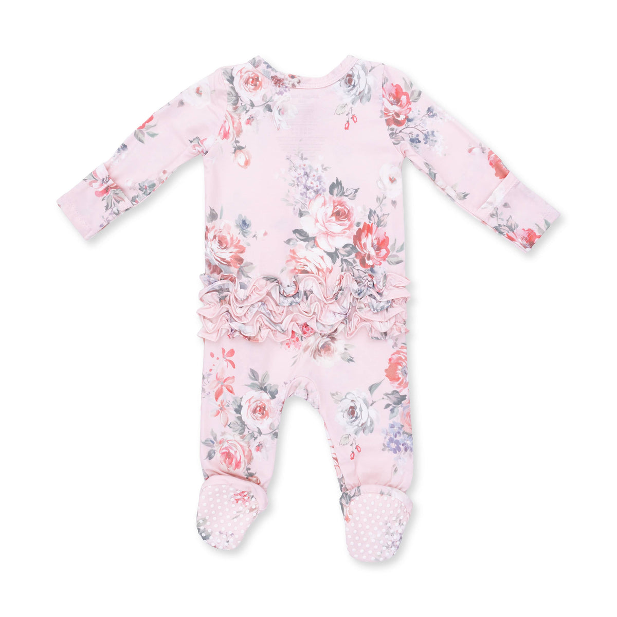 Painterly Rose Bouquets - 2 Way Ruffle Back Zipper Footie Angel Dear Lil Tulips