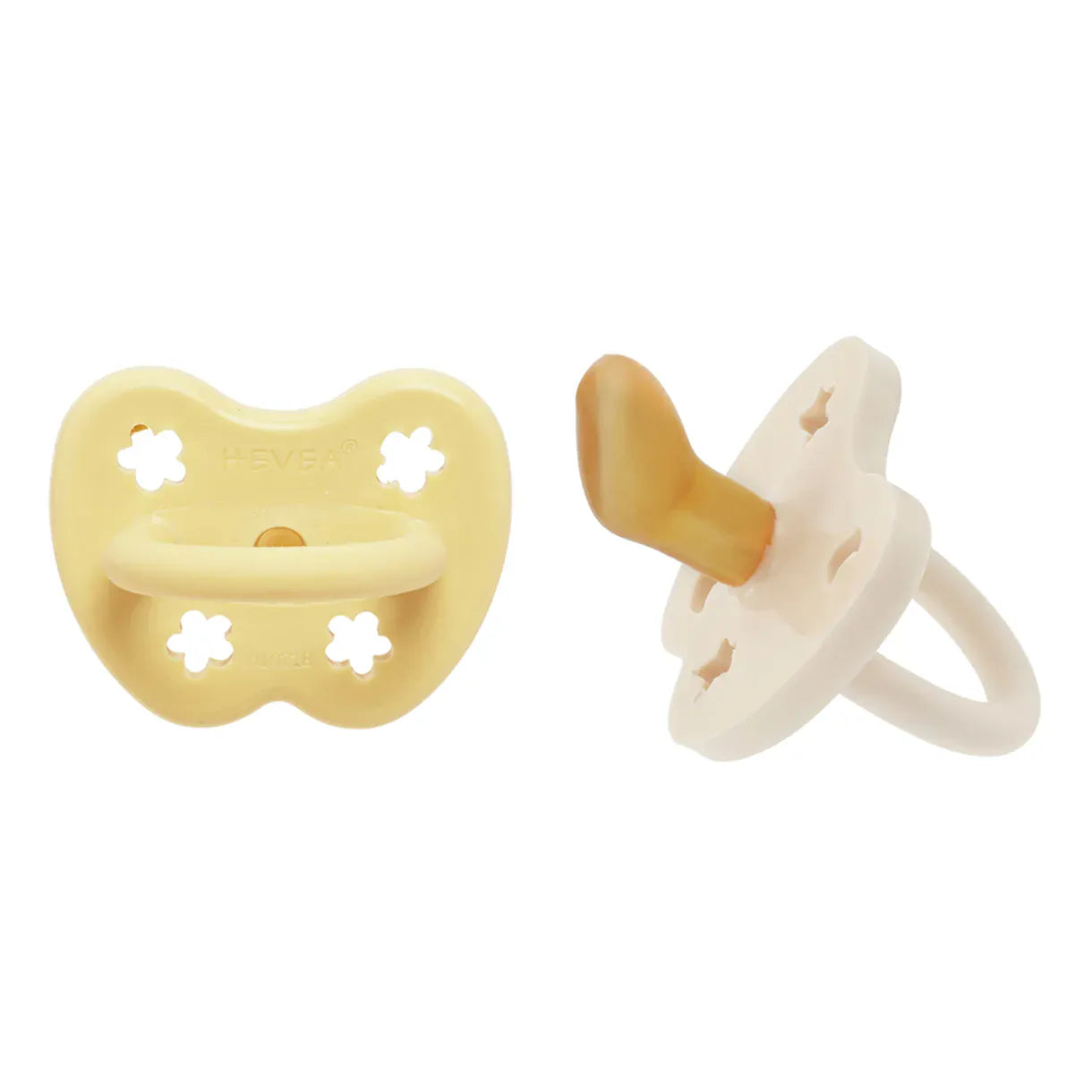 Pale Butter & Milky White Pacifier 3-36 Months Two-Pack - Orthodontic Hevea Lil Tulips