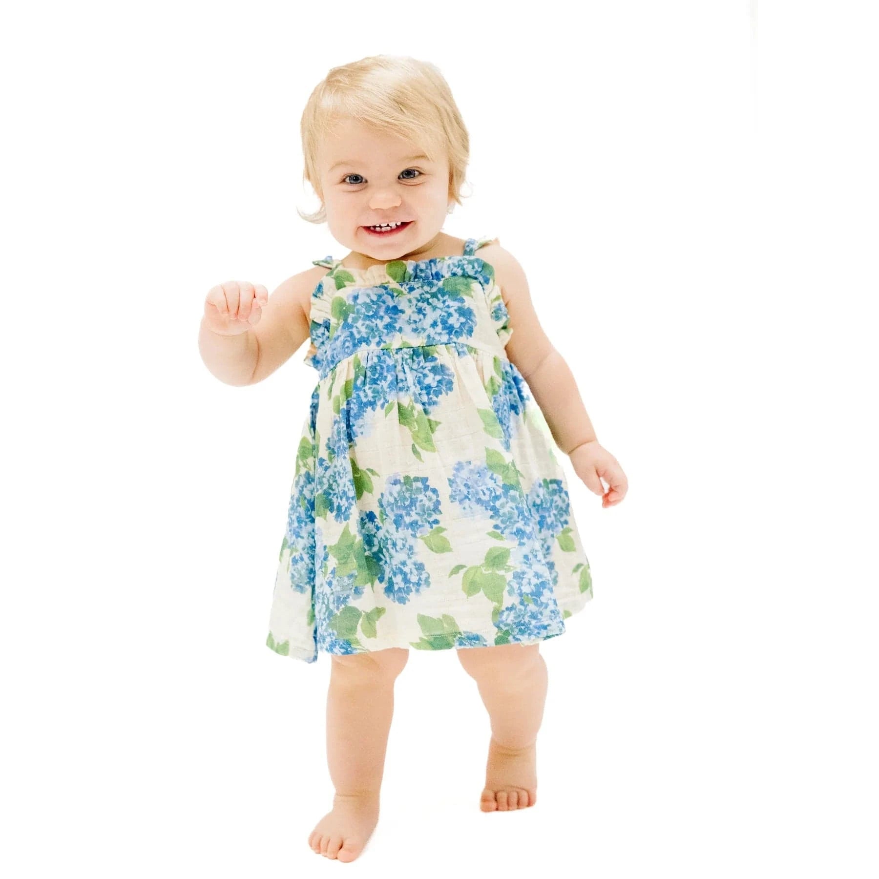 Paperbag Ruffle Sundress - Watercolor Hydrangeas Angel Dear Lil Tulips