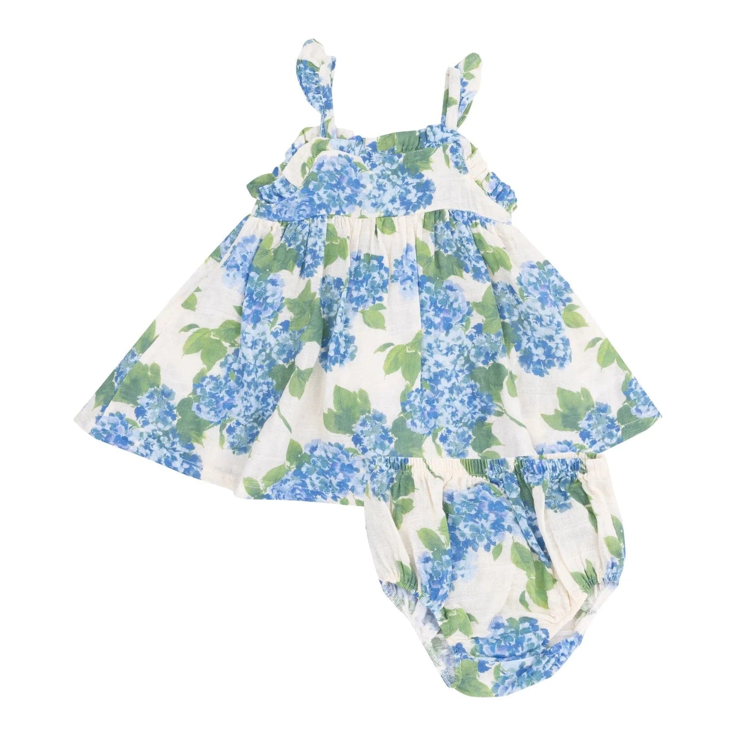 Paperbag Ruffle Sundress - Watercolor Hydrangeas Angel Dear Lil Tulips