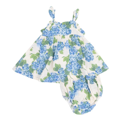 Paperbag Ruffle Sundress - Watercolor Hydrangeas Angel Dear Lil Tulips