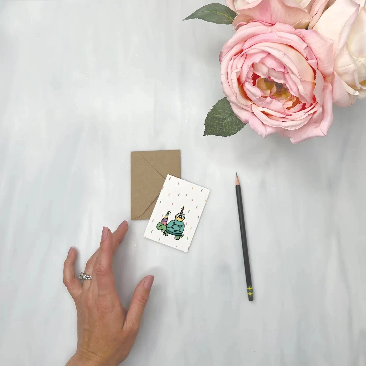 Party Animals - Turtle Birthday Gift Enclosure Card Lemon Doodle Lil Tulips
