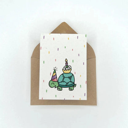 Party Animals - Turtle Birthday Gift Enclosure Card Lemon Doodle Lil Tulips