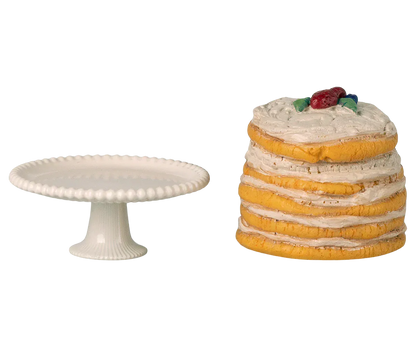 Party cake and cake stand, Mouse - Off white Maileg Lil Tulips
