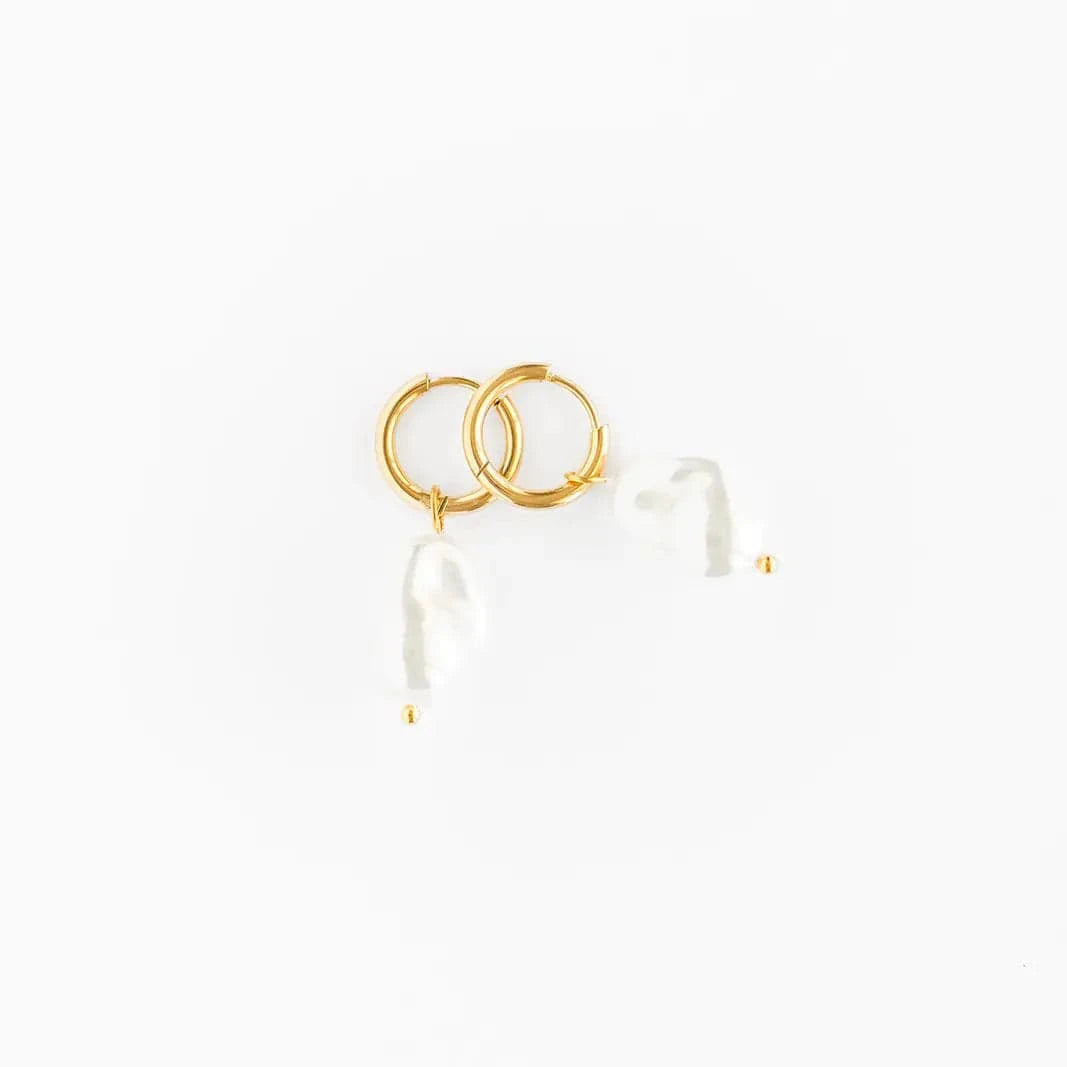 Pearl Drop Hoop Earrings Pip Pop Post Lil Tulips