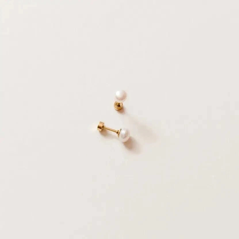 Pearl Flat Back Earrings Pip Pop Post Lil Tulips