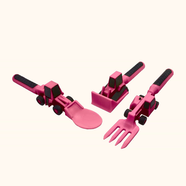 Pink Construction Utensils (Limited Edition) Constructive Eating Lil Tulips