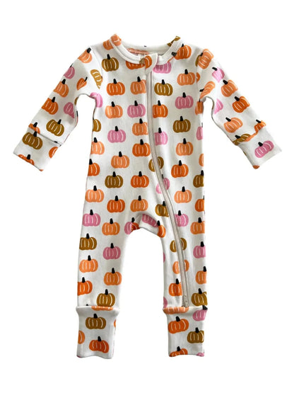 Pink Pumpkin Patch - Organic 2-Way Zip Romper SIIX Collection Lil Tulips