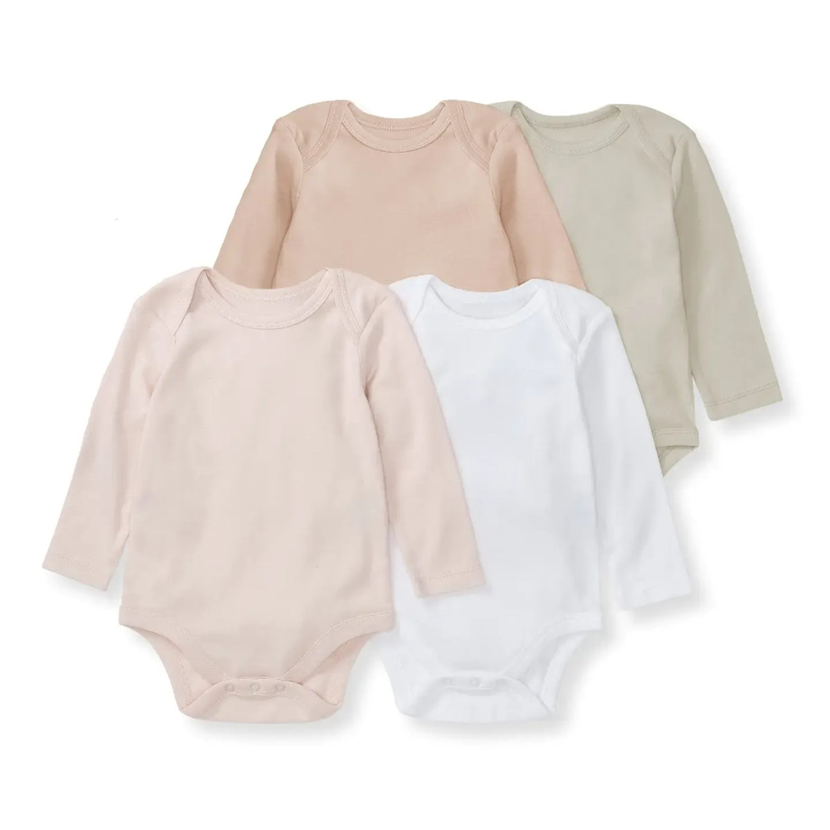Pink Sand Solid Organic Cotton Long Sleeve Baby Bodysuit Pack of 4 Burt's Bees Baby Lil Tulips