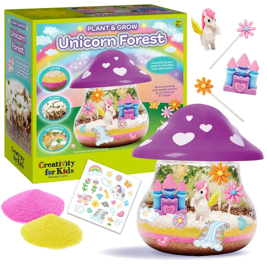 Plant & Grow Unicorn Forest Terrarium Craft Kit For Kids Faber-Castell Lil Tulips