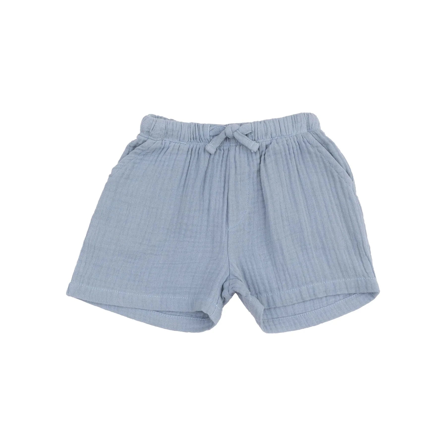Polo Shirt and Muslin Short - French Stripe Dusty Blue Angel Dear Lil Tulips
