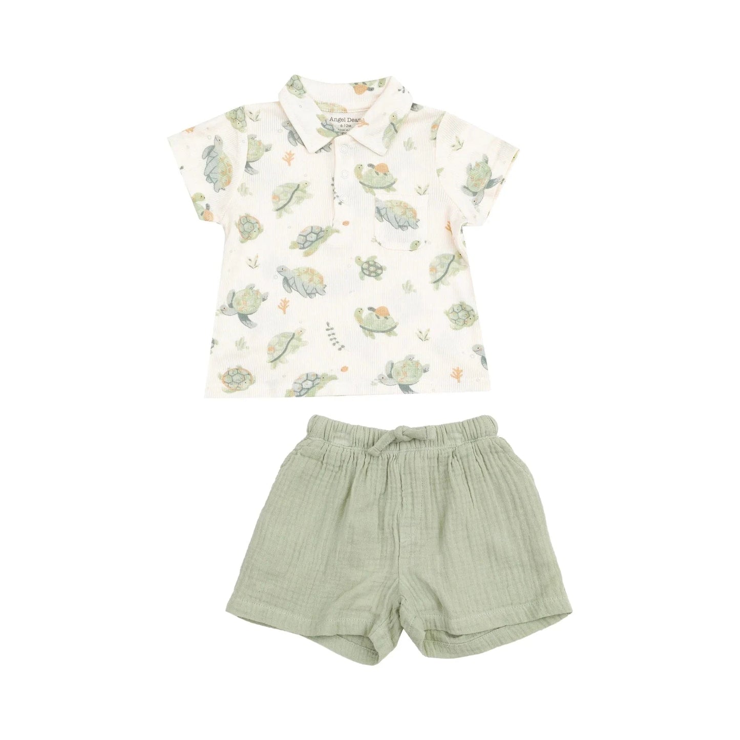 Polo Shirt and Muslin Short - Sea Turtles Angel Dear Lil Tulips