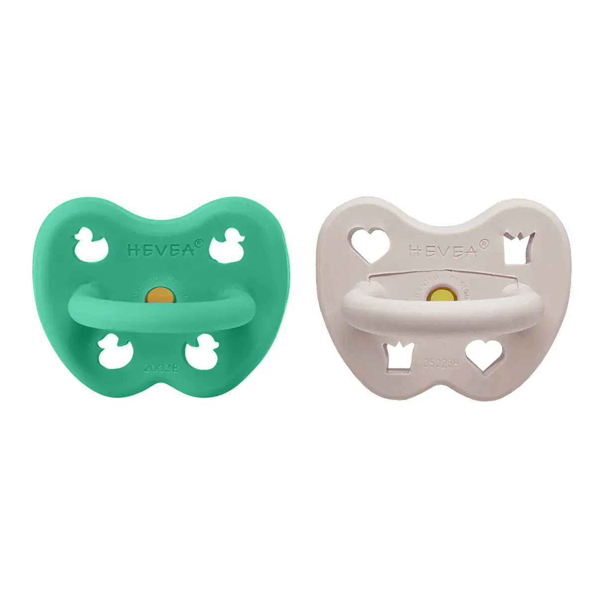 Pop Of Green & Soft Pebble  Pacifier 3-36 Months Two-Pack - Round Hevea Lil Tulips