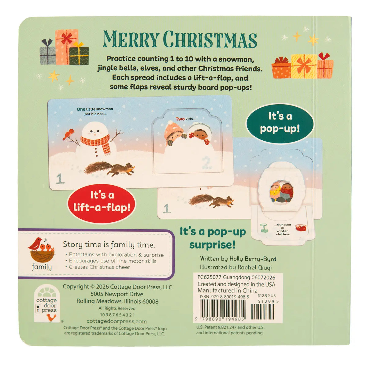 Pop-Up Surprise One Little Snowman Cottage Door Press Lil Tulips