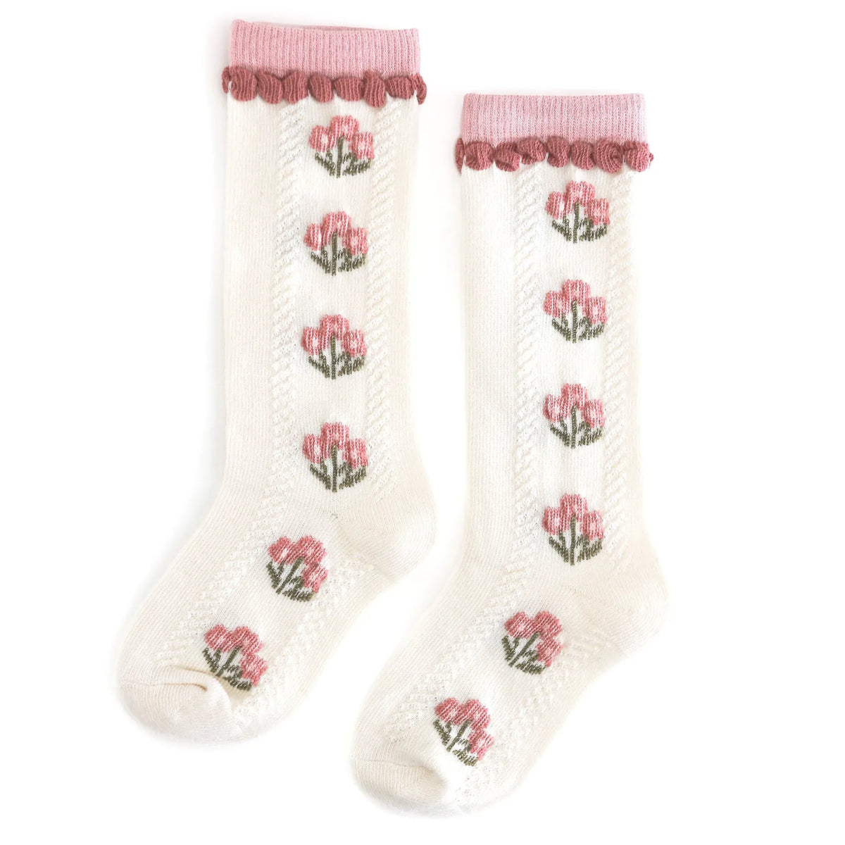 Posie Knee Socks - Old Rose Little Stocking Company Lil Tulips