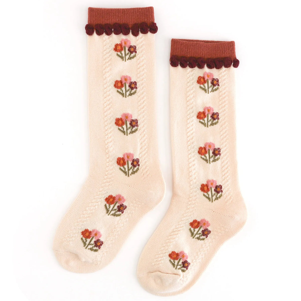 Posie Knee Socks - Rust Little Stocking Company Lil Tulips