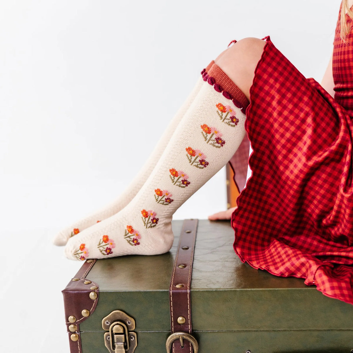 Posie Knee Socks - Rust Little Stocking Company Lil Tulips