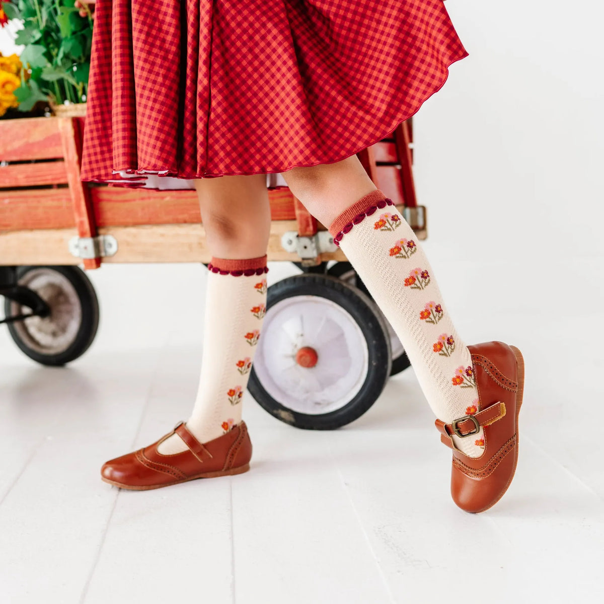 Posie Knee Socks - Rust Little Stocking Company Lil Tulips
