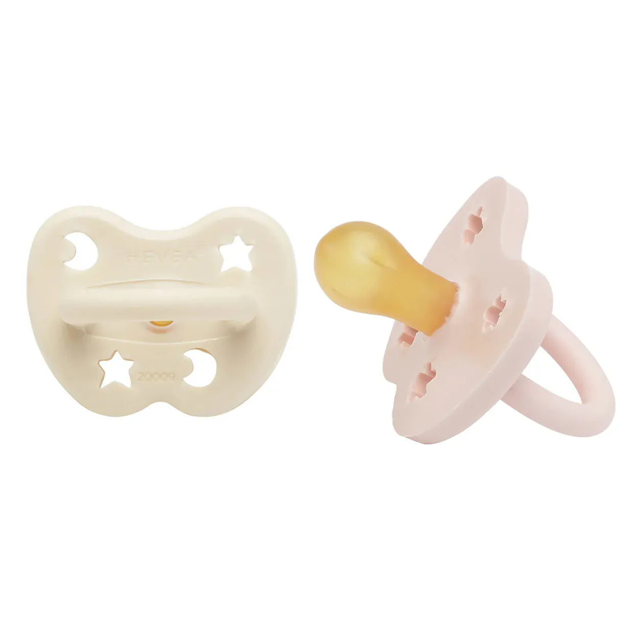 Powder Pink & Milky White Pacifier 3-36 Months Two-Pack - Round Hevea Lil Tulips