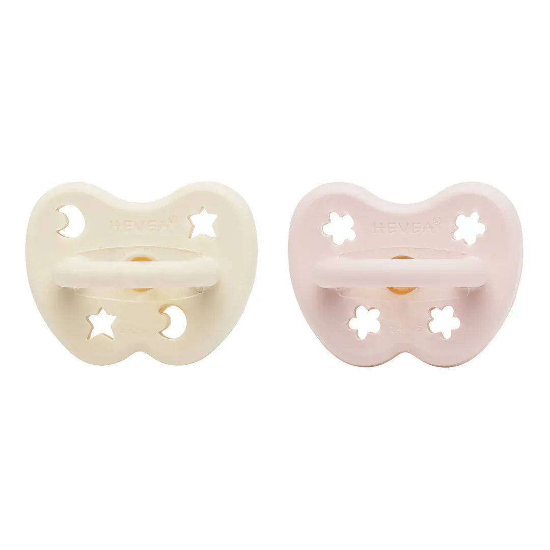 Powder Pink & Milky White Pacifier 3-36 Months Two-Pack - Round Hevea Lil Tulips