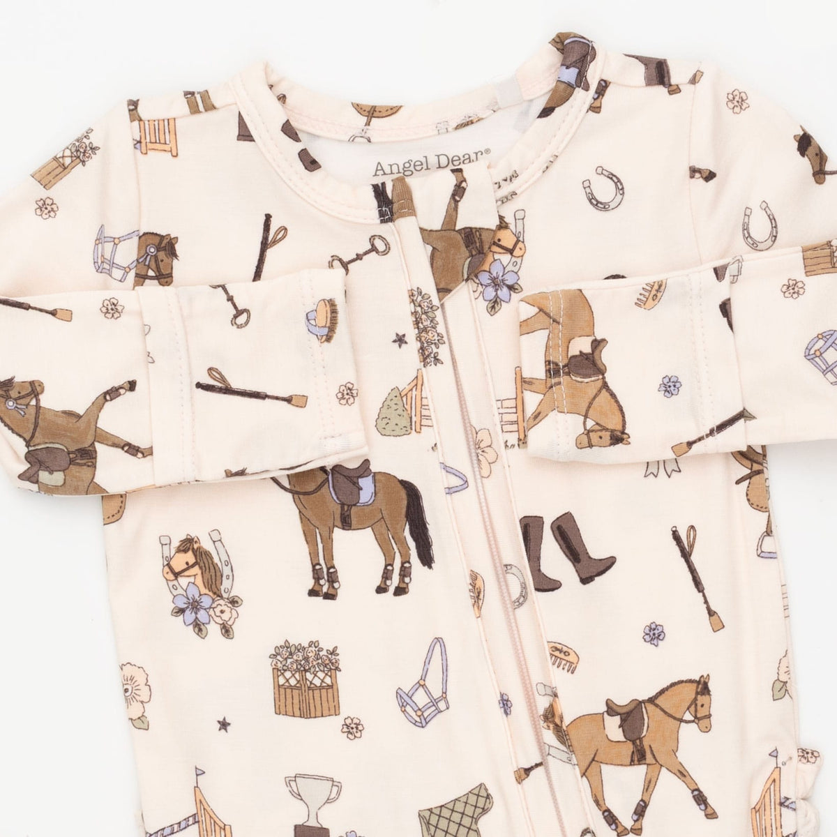Pretty Equestrian - 2 Way Ruffle Back Zipper Footie Angel Dear Lil Tulips