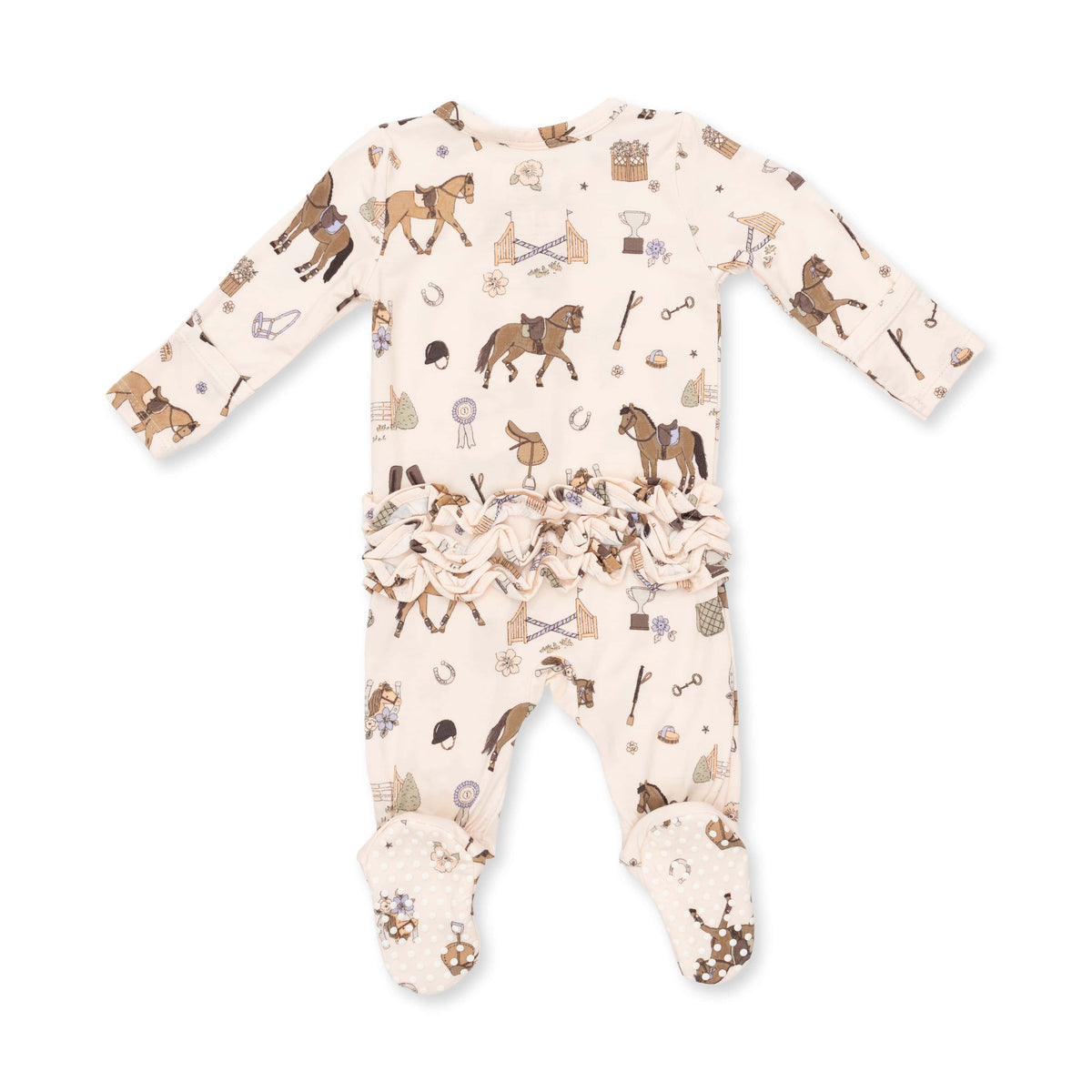Pretty Equestrian - 2 Way Ruffle Back Zipper Footie Angel Dear Lil Tulips