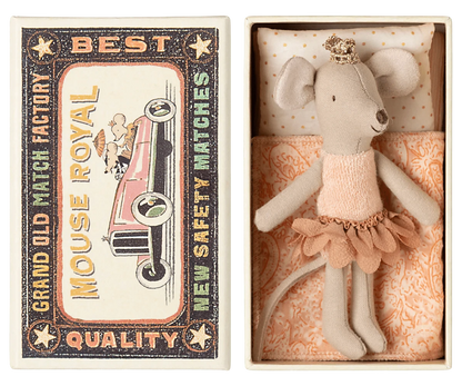 Princess mouse, Little sister in matchbox Maileg Lil Tulips