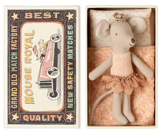Princess mouse, Little sister in matchbox Maileg Lil Tulips