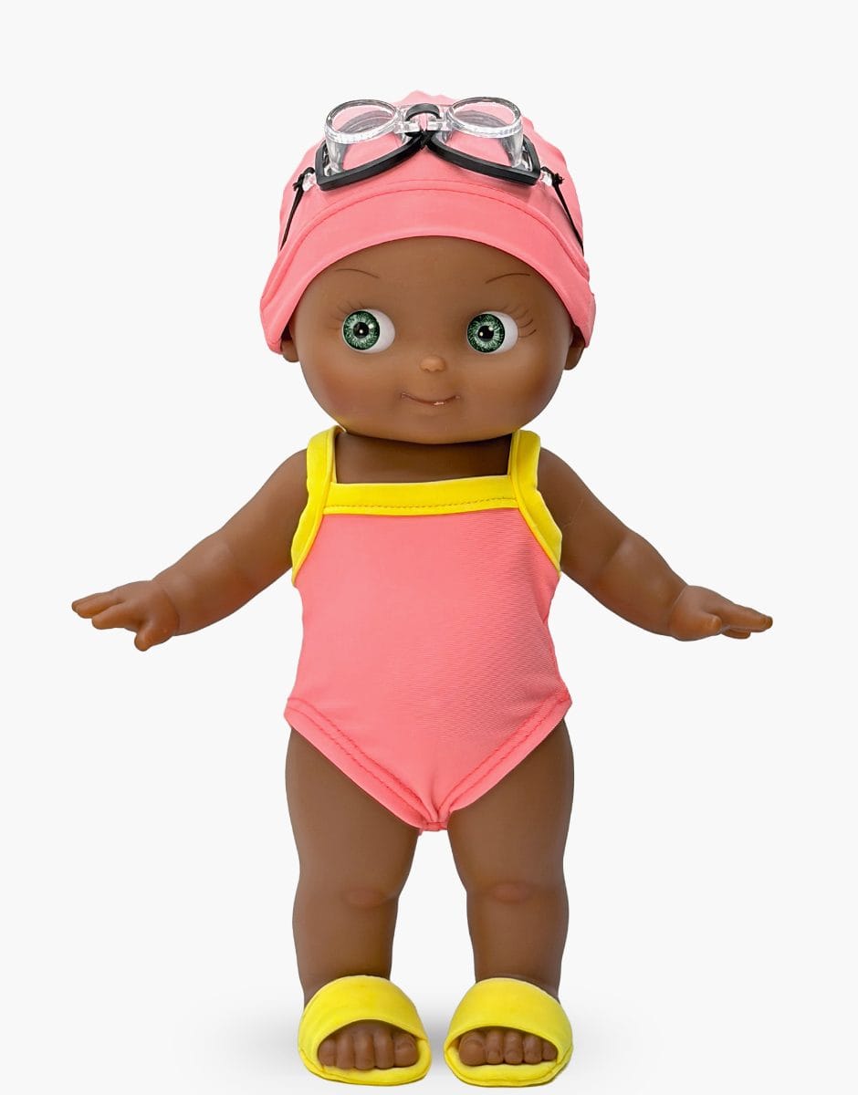 Prunelle Mini Panchas Doll - Coral Swim Outfit Minikane Lil Tulips