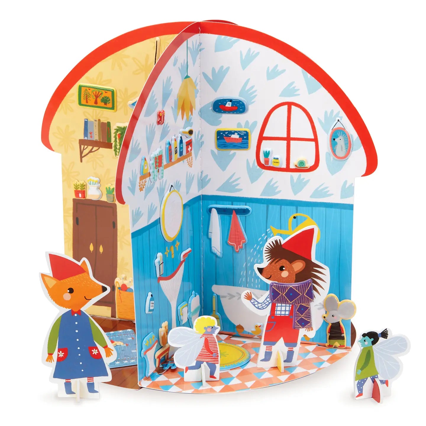 Puffy Sticker 3D Playhouse Mushroom Cottage Bright Stripes Lil Tulips