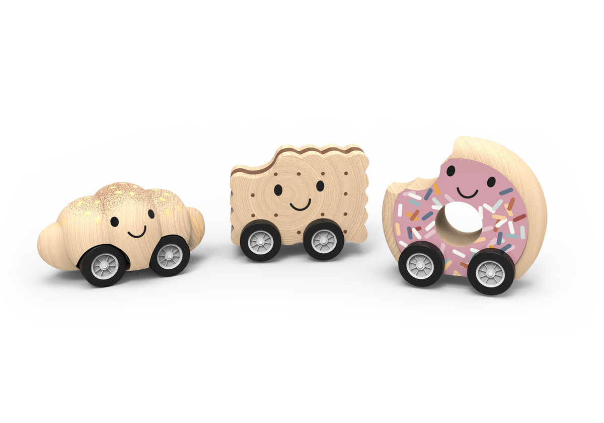 Speedy Monkey Pull Back Bakery wooden pull-back toys - assorted styles