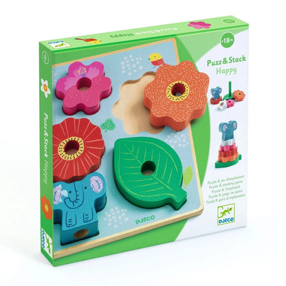 Puzz & Stack Happy Wooden Puzzle Djeco Lil Tulips