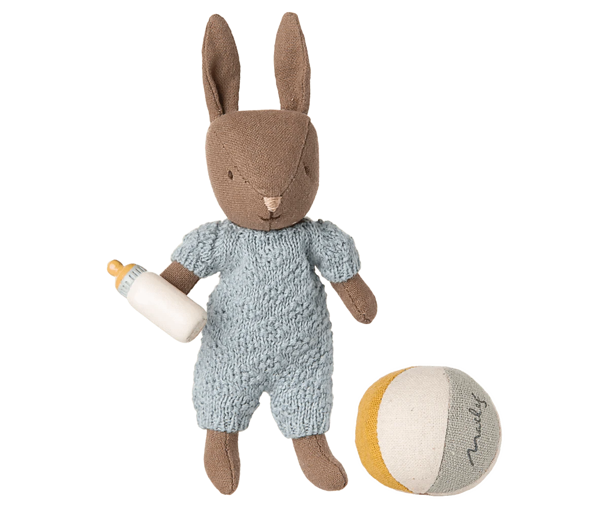 Rabbit set, Micro - Brown - Blue Maileg Lil Tulips