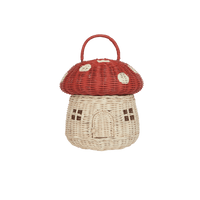 Rattan Mushroom Basket - Red Olli Ella Lil Tulips