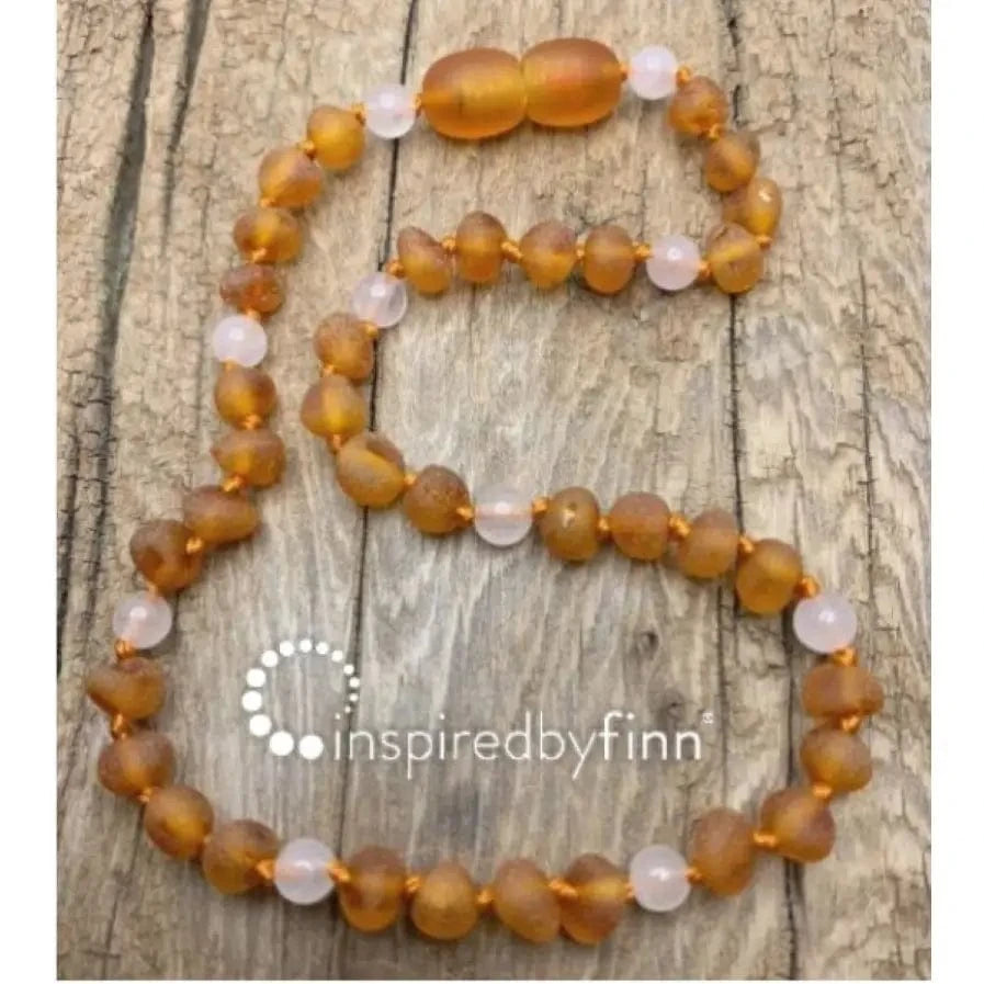 Raw Baltic Amber Necklace – Cider Rose Quartz inspired by finn Lil Tulips