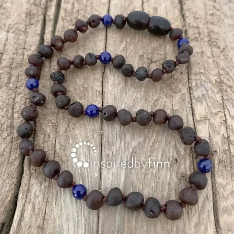 Raw Baltic Amber Necklace + Lapis - Molasses inspired by finn Lil Tulips